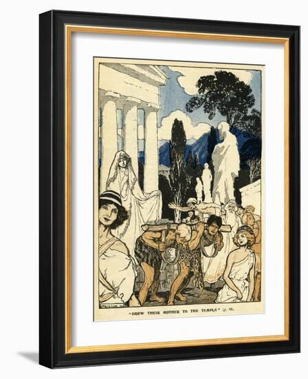 Cleobis and Bito Drawing their Mother to the Temple-Arthur Rackham-Framed Art Print