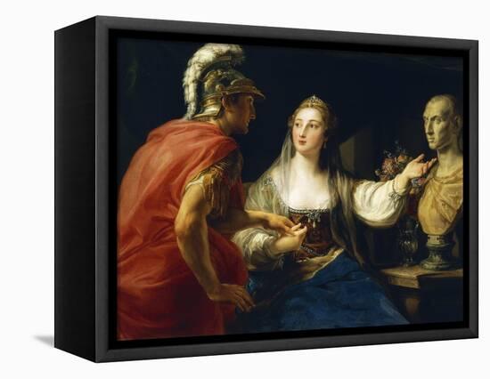 Cleopatra before Augustus or Cleopatra Showing Octavius Bust of Julius Caesar, 1760-1770-null-Framed Premier Image Canvas