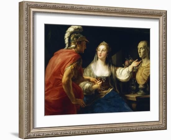 Cleopatra before Augustus or Cleopatra Showing Octavius Bust of Julius Caesar, 1760-1770-null-Framed Giclee Print