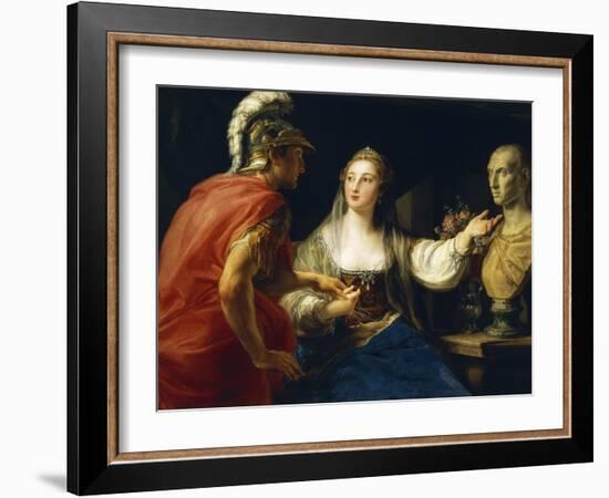 Cleopatra before Augustus or Cleopatra Showing Octavius Bust of Julius Caesar, 1760-1770-null-Framed Giclee Print