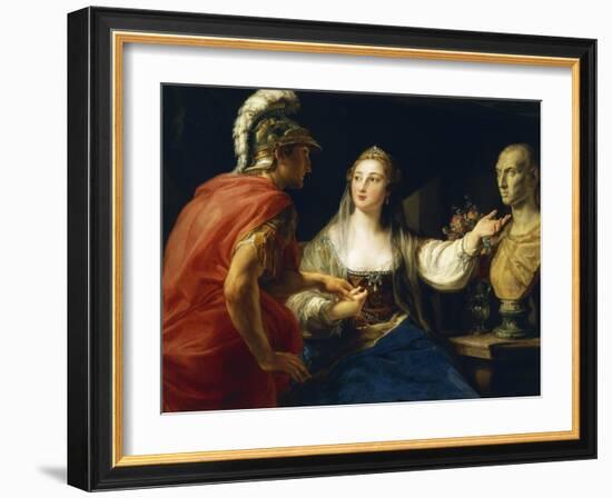 Cleopatra before Augustus or Cleopatra Showing Octavius Bust of Julius Caesar, 1760-1770-null-Framed Giclee Print