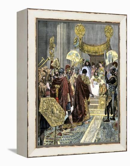 Cleopatra Receiving Marc Antony in Ancient Egypt-null-Framed Premier Image Canvas