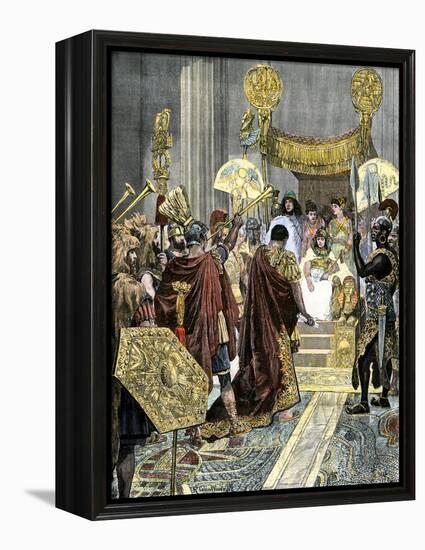 Cleopatra Receiving Marc Antony in Ancient Egypt-null-Framed Premier Image Canvas