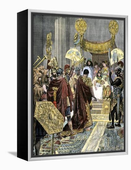 Cleopatra Receiving Marc Antony in Ancient Egypt-null-Framed Premier Image Canvas