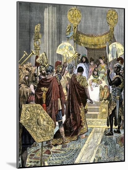 Cleopatra Receiving Marc Antony in Ancient Egypt-null-Mounted Giclee Print