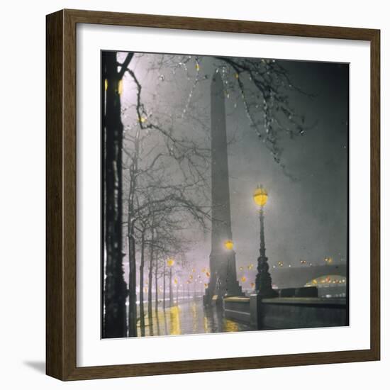 Cleopatra's Needle on the Embankment by Night-null-Framed Photographic Print