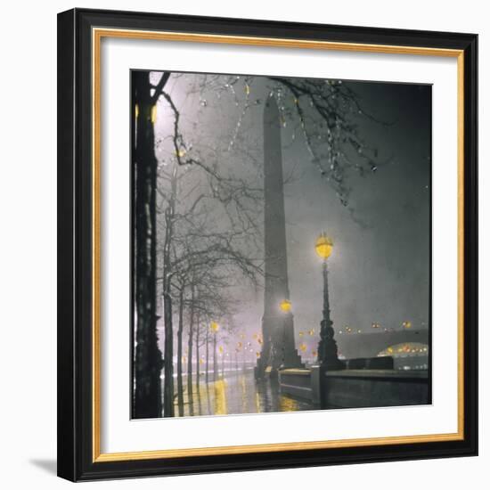 Cleopatra's Needle on the Embankment by Night-null-Framed Photographic Print