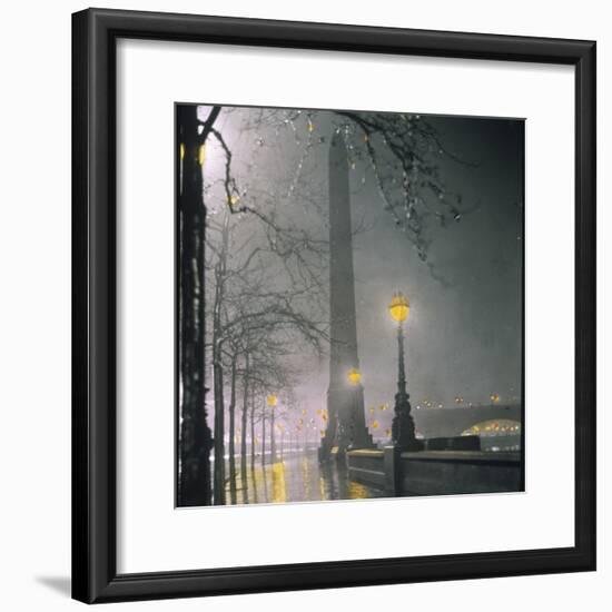 Cleopatra's Needle on the Embankment by Night-null-Framed Photographic Print