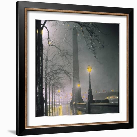 Cleopatra's Needle on the Embankment by Night-null-Framed Photographic Print