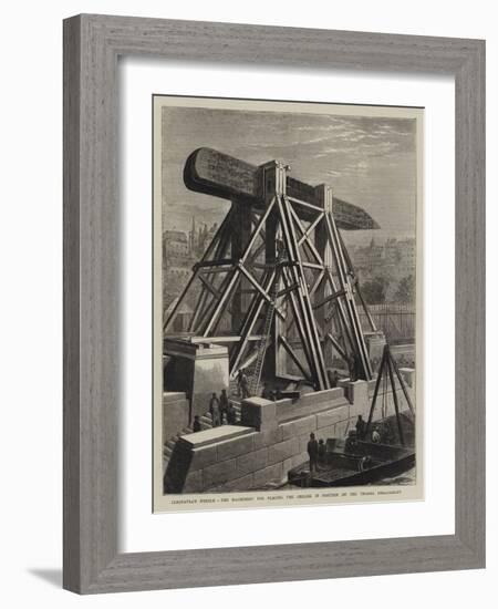 Cleopatra's Needle, the Machinery for Placing the Obelisk in Position on the Thames Embankment-null-Framed Giclee Print