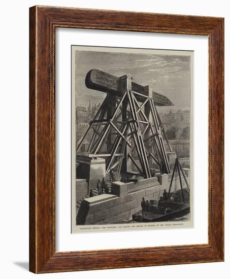 Cleopatra's Needle, the Machinery for Placing the Obelisk in Position on the Thames Embankment-null-Framed Giclee Print