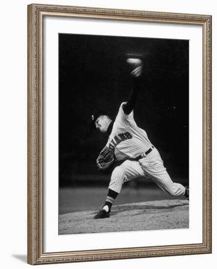 Cleveland Indians Herb Score Throwing the Ball-George Silk-Framed Premium Photographic Print