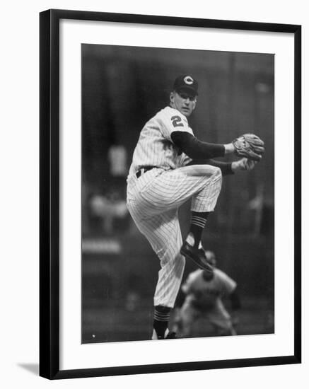 Cleveland Indians Herb Score Winding Up to Throw the Ball-George Silk-Framed Premium Photographic Print