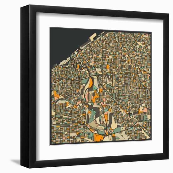 Cleveland Map-Jazzberry Blue-Framed Art Print