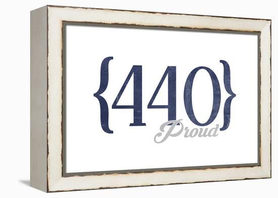 Cleveland, Ohio - 440 Area Code (Blue)-Lantern Press-Framed Stretched Canvas