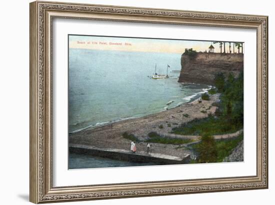 Cleveland, Ohio, Overhead View of the Ells Point Beach-Lantern Press-Framed Art Print