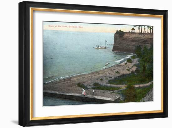 Cleveland, Ohio, Overhead View of the Ells Point Beach-Lantern Press-Framed Art Print