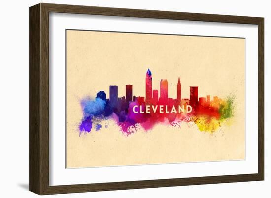 Cleveland, Ohio - Skyline Abstract-Lantern Press-Framed Art Print