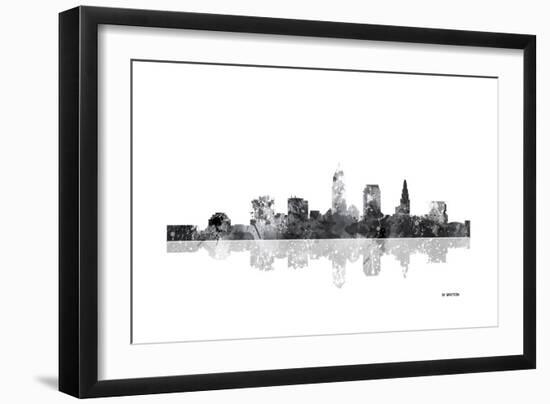 Cleveland Ohio Skyline BG 1-Marlene Watson-Framed Premium Giclee Print