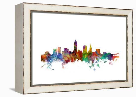 Cleveland Ohio Skyline-Michael Tompsett-Framed Stretched Canvas