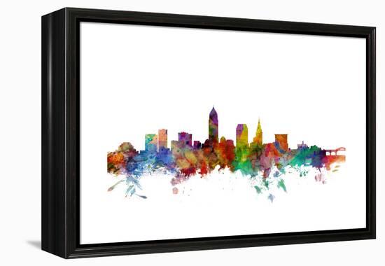 Cleveland Ohio Skyline-Michael Tompsett-Framed Stretched Canvas