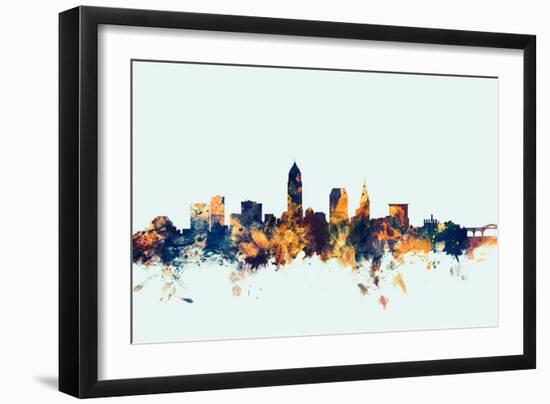 Cleveland Ohio Skyline-Michael Tompsett-Framed Premium Giclee Print