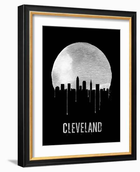 Cleveland Skyline Black-null-Framed Art Print