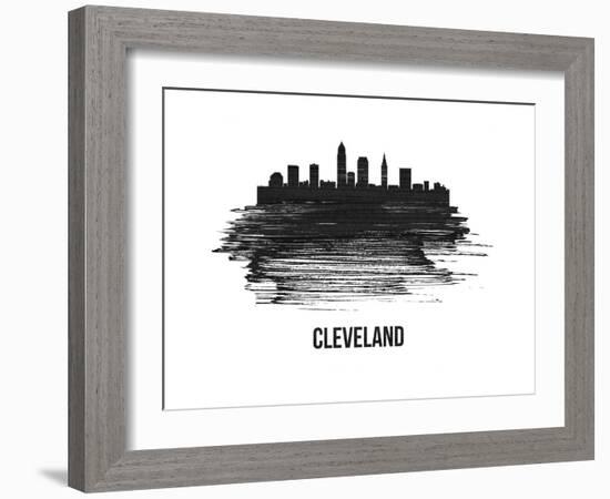 Cleveland Skyline Brush Stroke - Black II-NaxArt-Framed Art Print