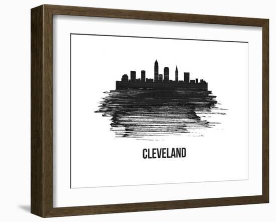 Cleveland Skyline Brush Stroke - Black II-NaxArt-Framed Art Print