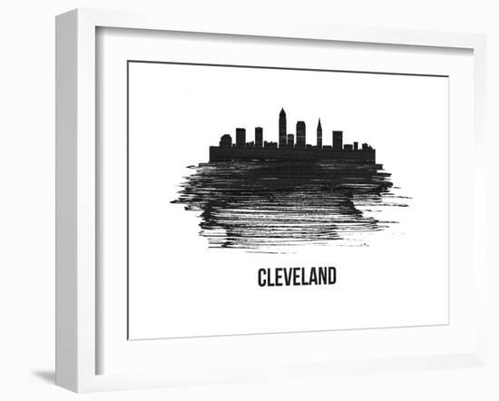 Cleveland Skyline Brush Stroke - Black II-NaxArt-Framed Art Print