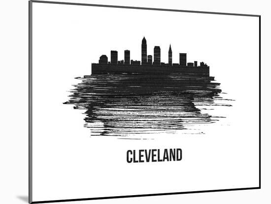 Cleveland Skyline Brush Stroke - Black II-NaxArt-Mounted Art Print