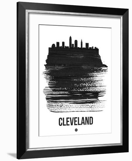 Cleveland Skyline Brush Stroke - Black-NaxArt-Framed Art Print