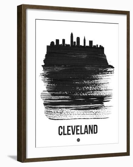 Cleveland Skyline Brush Stroke - Black-NaxArt-Framed Art Print