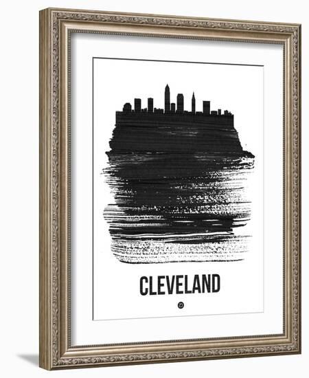 Cleveland Skyline Brush Stroke - Black-NaxArt-Framed Art Print