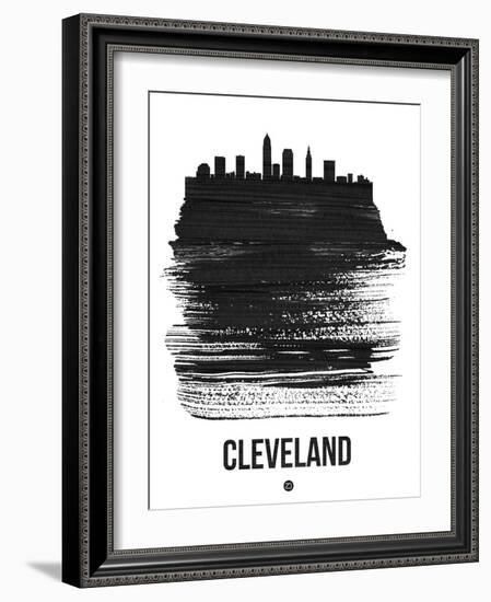 Cleveland Skyline Brush Stroke - Black-NaxArt-Framed Art Print