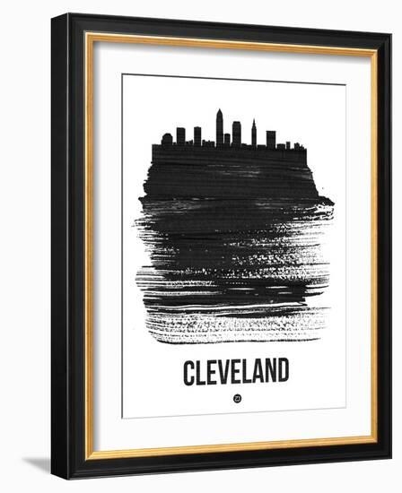 Cleveland Skyline Brush Stroke - Black-NaxArt-Framed Art Print