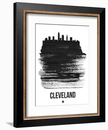 Cleveland Skyline Brush Stroke - Black-NaxArt-Framed Art Print