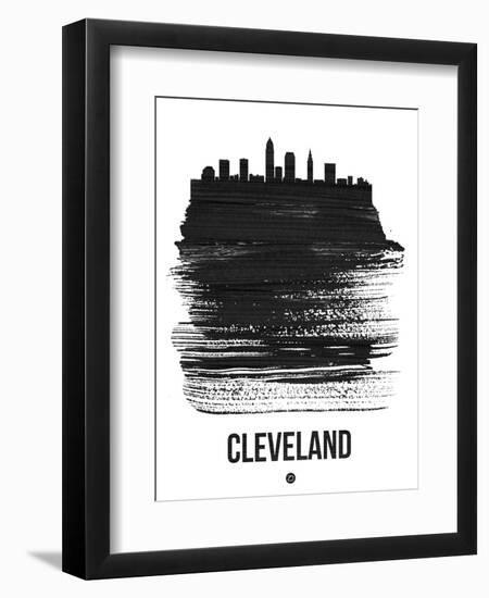 Cleveland Skyline Brush Stroke - Black-NaxArt-Framed Art Print