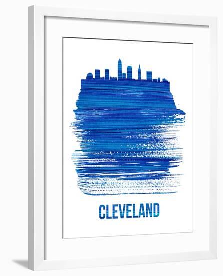 Cleveland Skyline Brush Stroke - Blue-NaxArt-Framed Art Print