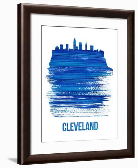 Cleveland Skyline Brush Stroke - Blue-NaxArt-Framed Art Print