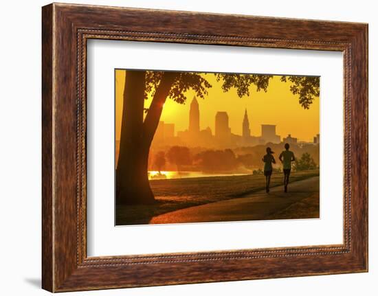 Cleveland skyline from Edgewater Park  at sunrise, Ohio, USA.-Richard T Nowitz-Framed Photographic Print