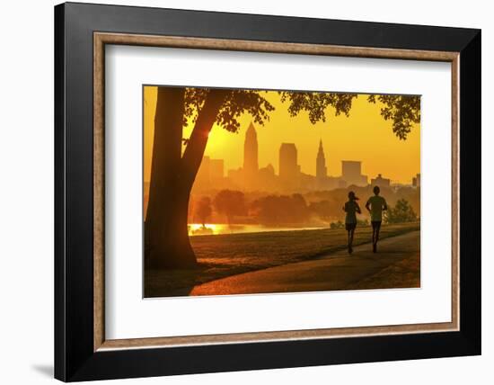 Cleveland skyline from Edgewater Park  at sunrise, Ohio, USA.-Richard T Nowitz-Framed Photographic Print