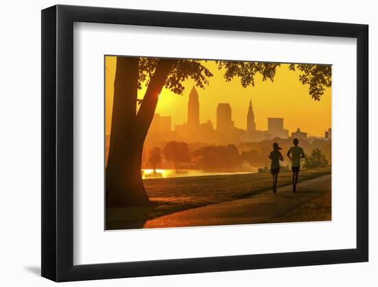 Cleveland skyline from Edgewater Park  at sunrise, Ohio, USA.-Richard T Nowitz-Framed Photographic Print