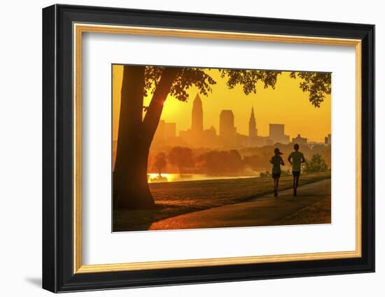 Cleveland skyline from Edgewater Park  at sunrise, Ohio, USA.-Richard T Nowitz-Framed Photographic Print