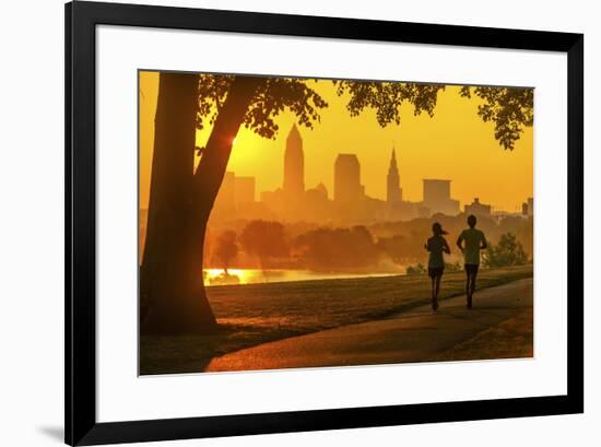 Cleveland skyline from Edgewater Park  at sunrise, Ohio, USA.-Richard T Nowitz-Framed Photographic Print