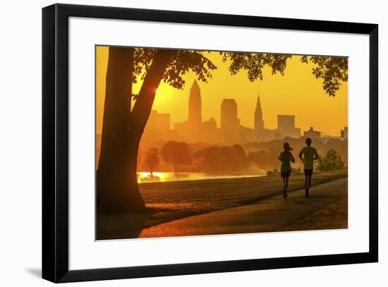 Cleveland skyline from Edgewater Park  at sunrise, Ohio, USA.-Richard T Nowitz-Framed Photographic Print