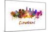 Cleveland Skyline in Watercolor-paulrommer-Mounted Art Print