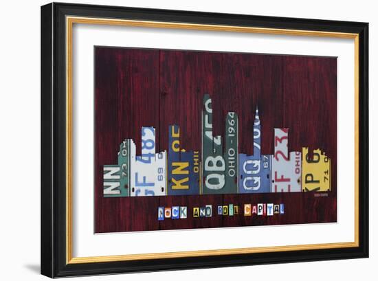 Cleveland Skyline-Design Turnpike-Framed Giclee Print