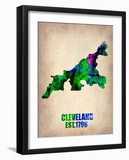 Cleveland Watercolor Map-NaxArt-Framed Art Print