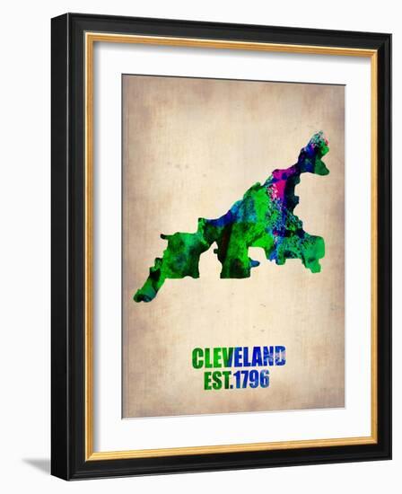 Cleveland Watercolor Map-NaxArt-Framed Art Print